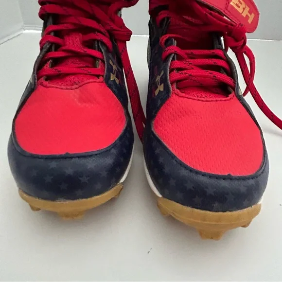 Under Armour Harper 6 Red White and Blue Boys Baseball Cleats Boys Size 3Y - Picture 7 of 12